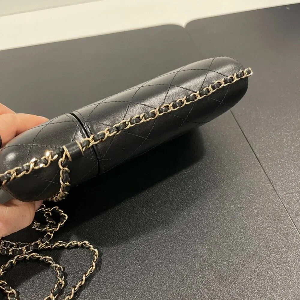 Chanel Chain Around Phone Holder Black Lambskin (JB1414)